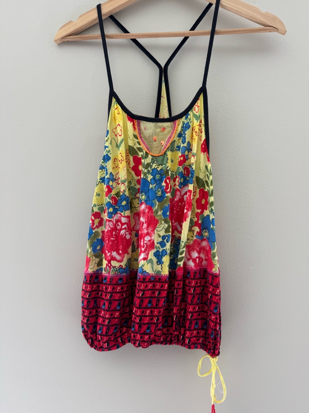 Vintage Free People Indie Sleaze Boho Tank XS Yellow Balloon Tag Rare 90โs 2000
